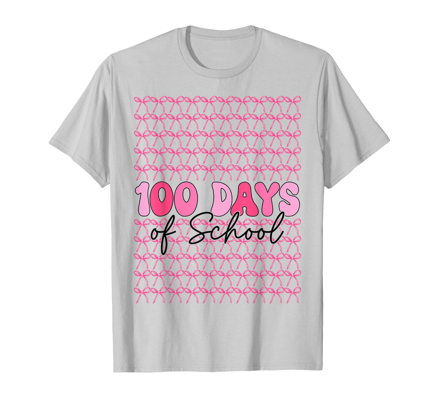 Pink 100th Day of School Bow Girl 100 Days of School Teacher T-Shirt
