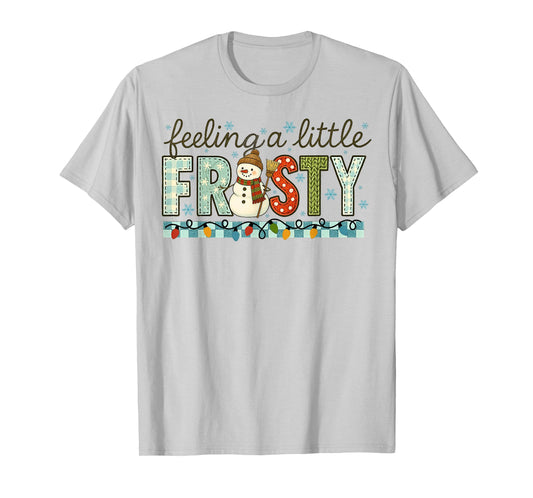 Feeling Little Frosty Snowman Retro Christmas Lights T-Shirt