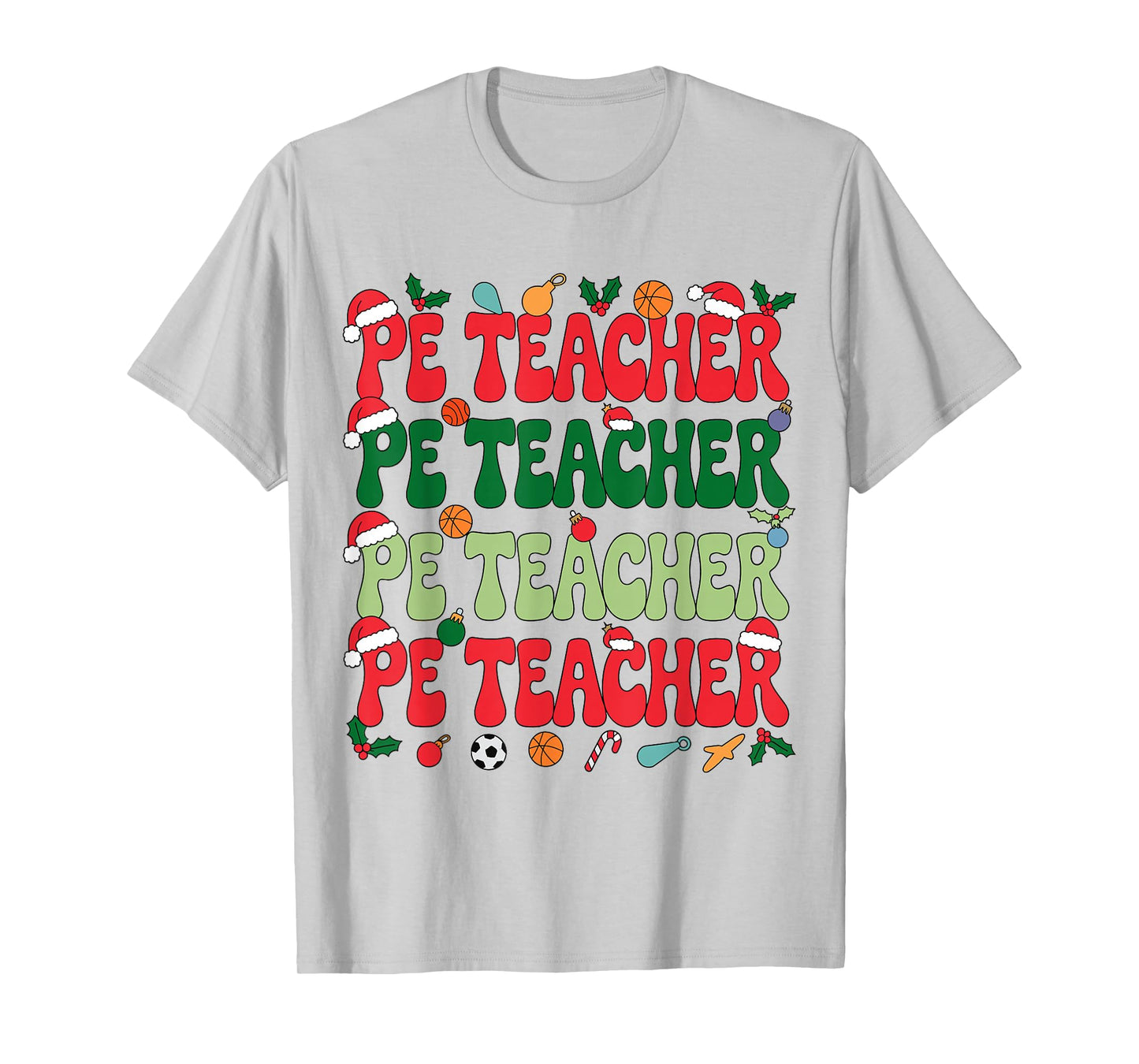 PE Teacher Christmas Retro Physical Education Xmas Men Women T-Shirt
