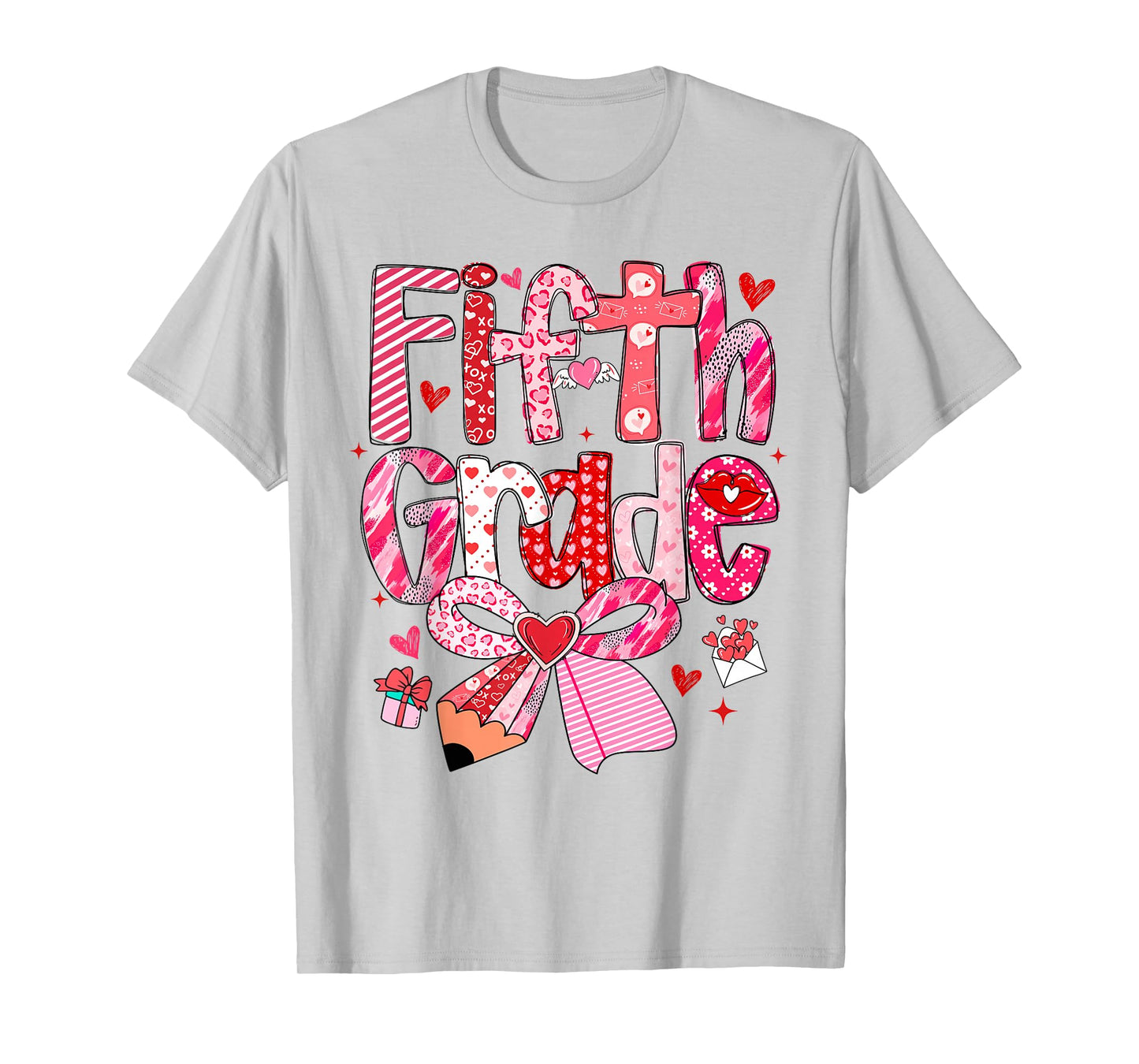 Fifth 5th Grade Valentines Day Coquette Bow Teachers Girls T-Shirt