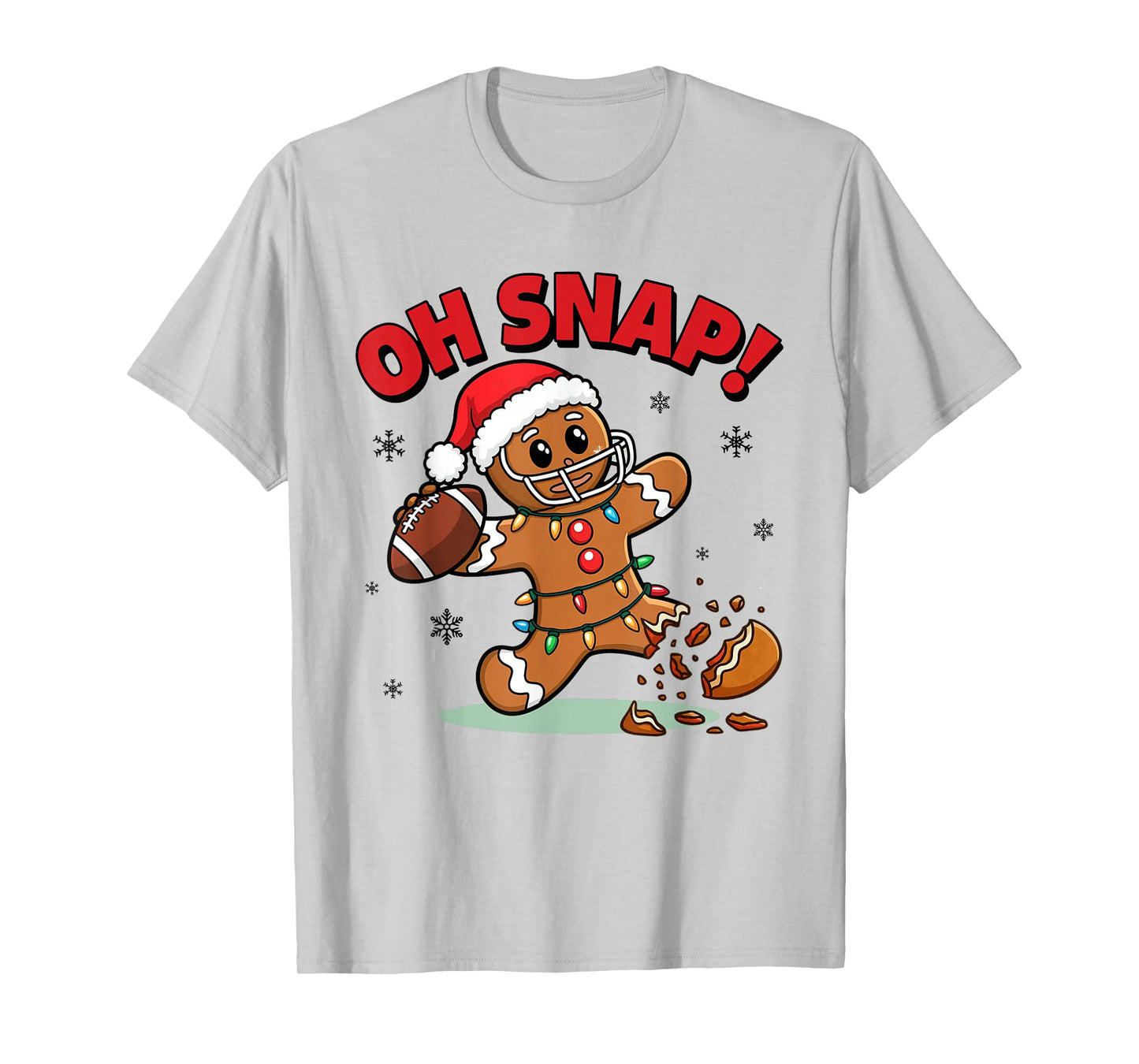 Oh Snap Funny Gingerbread Man Football Christmas Pajamas T-Shirt