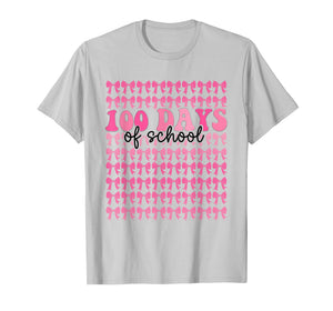 100 Days of School Coquette Bow Teacher Girl Kid 100th Day T-Shirt