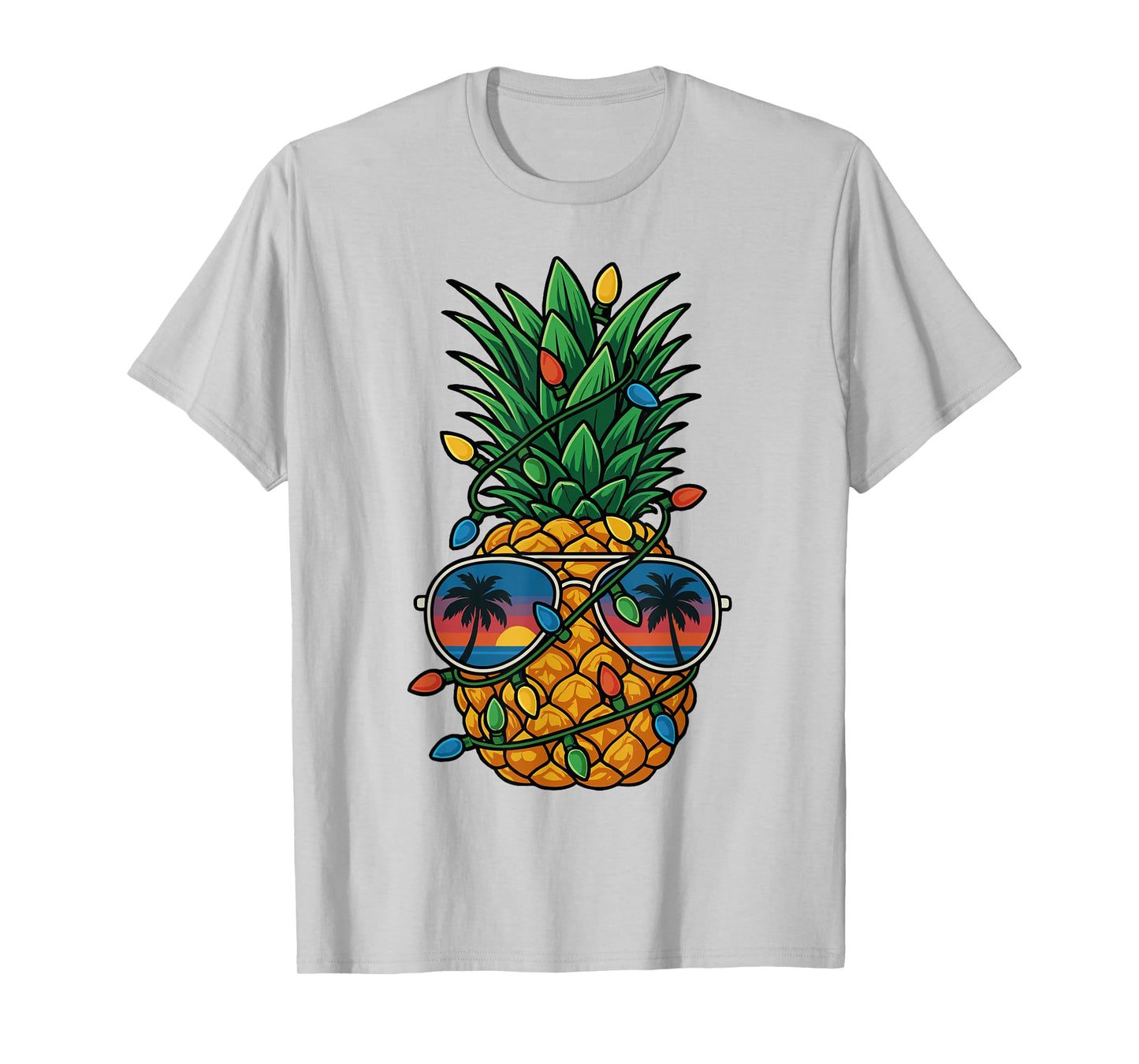 Pineapple Christmas Tree Lights Pajamas Girls Boys Xmas T-Shirt