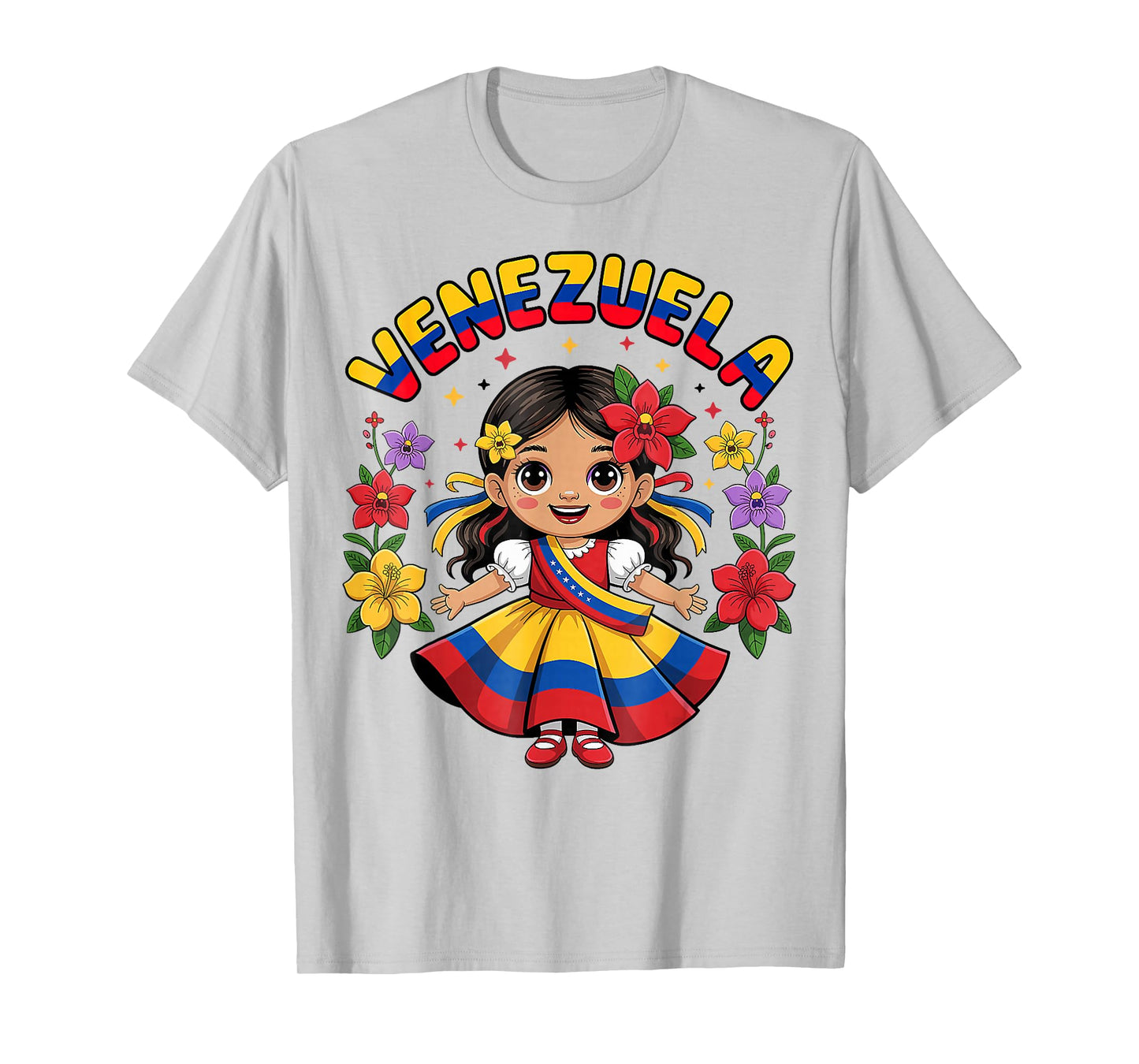 Cute Venezuela Girl Kids Traditional Dress Colorful Art T-Shirt