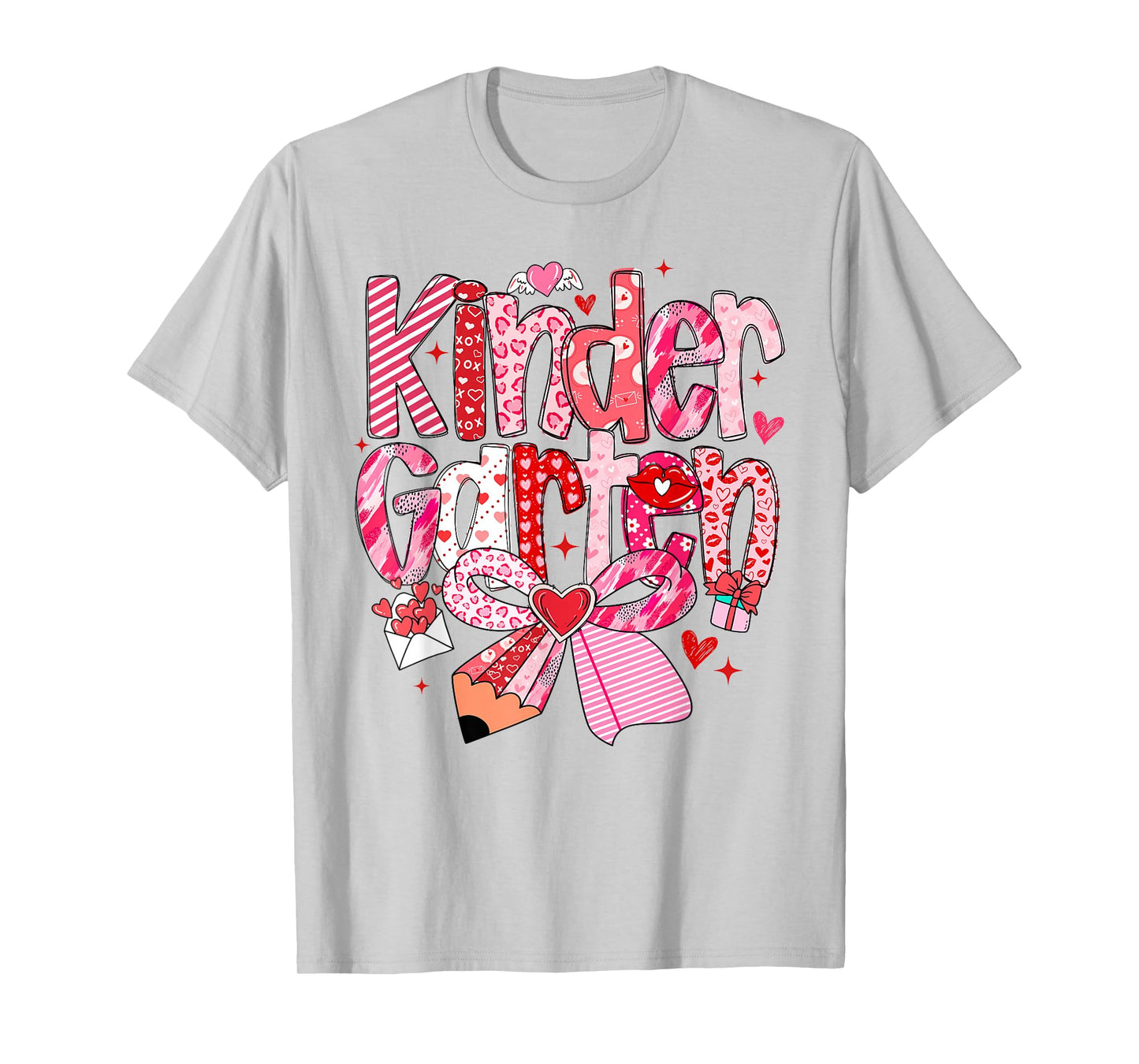 Kindergarten Valentines Day Coquette Bow Teachers Girls Kids T-Shirt