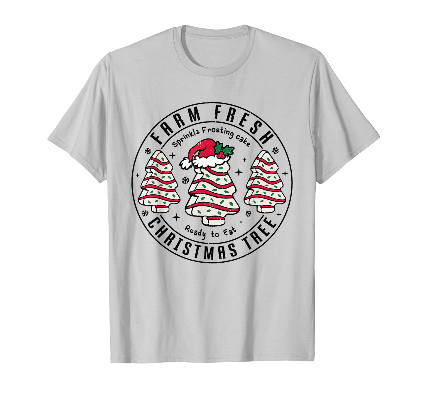 Farm Fresh Xmas Tree Cakes Retro Vintage Graphic Christmas T-Shirt