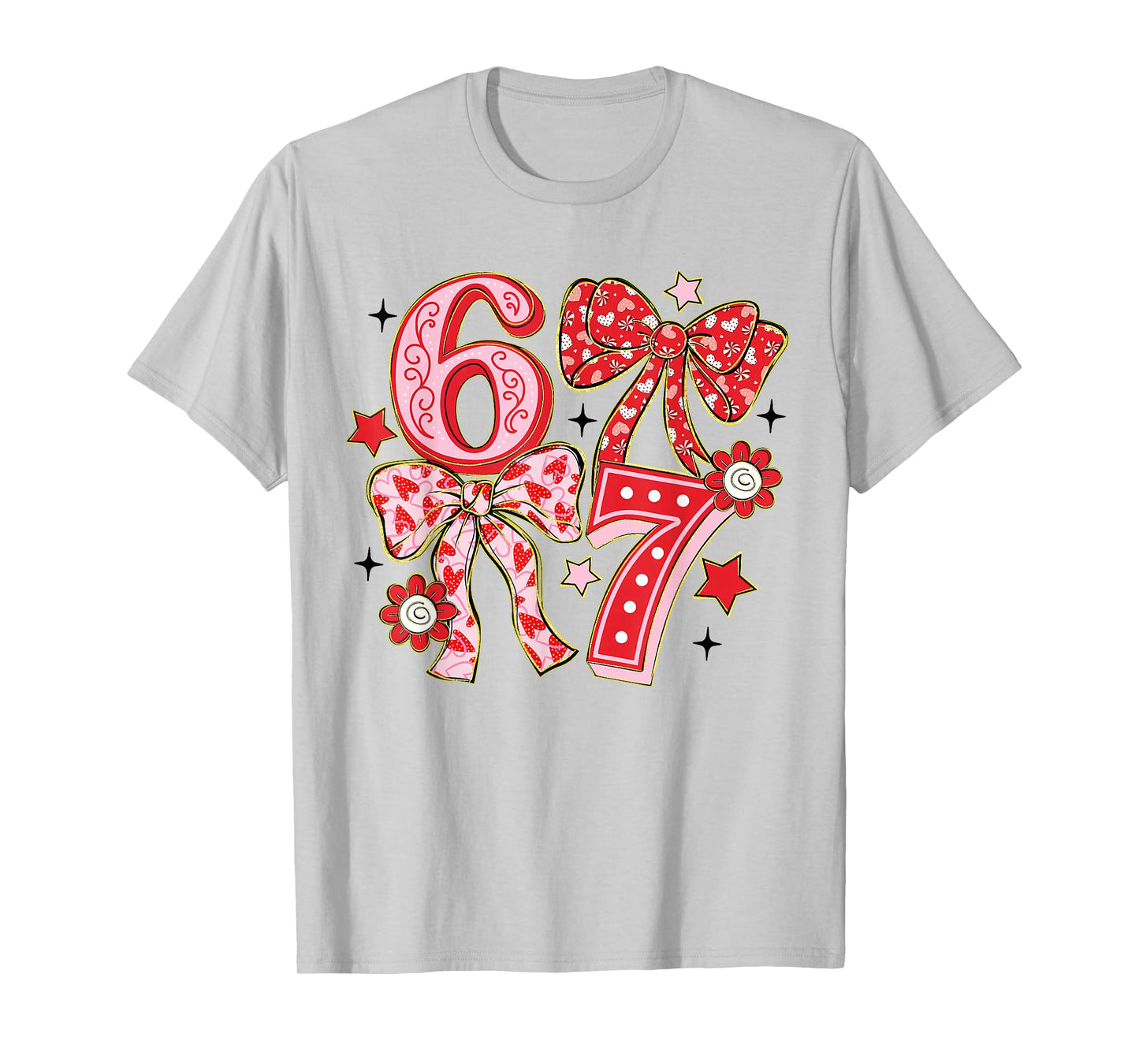 Six Seven 67 Meme Coquette Bow 6 7 Valentines Day Girls Kids T-Shirt