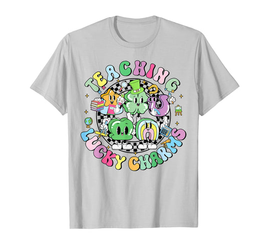 Checkered Teaching Lucky Charms St Patricks Day Teachers T-Shirt