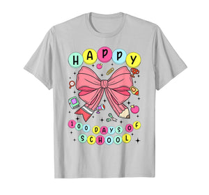 Coquette Bow 100th Day of School 100 Days Pencil Bow Girly T-Shirt