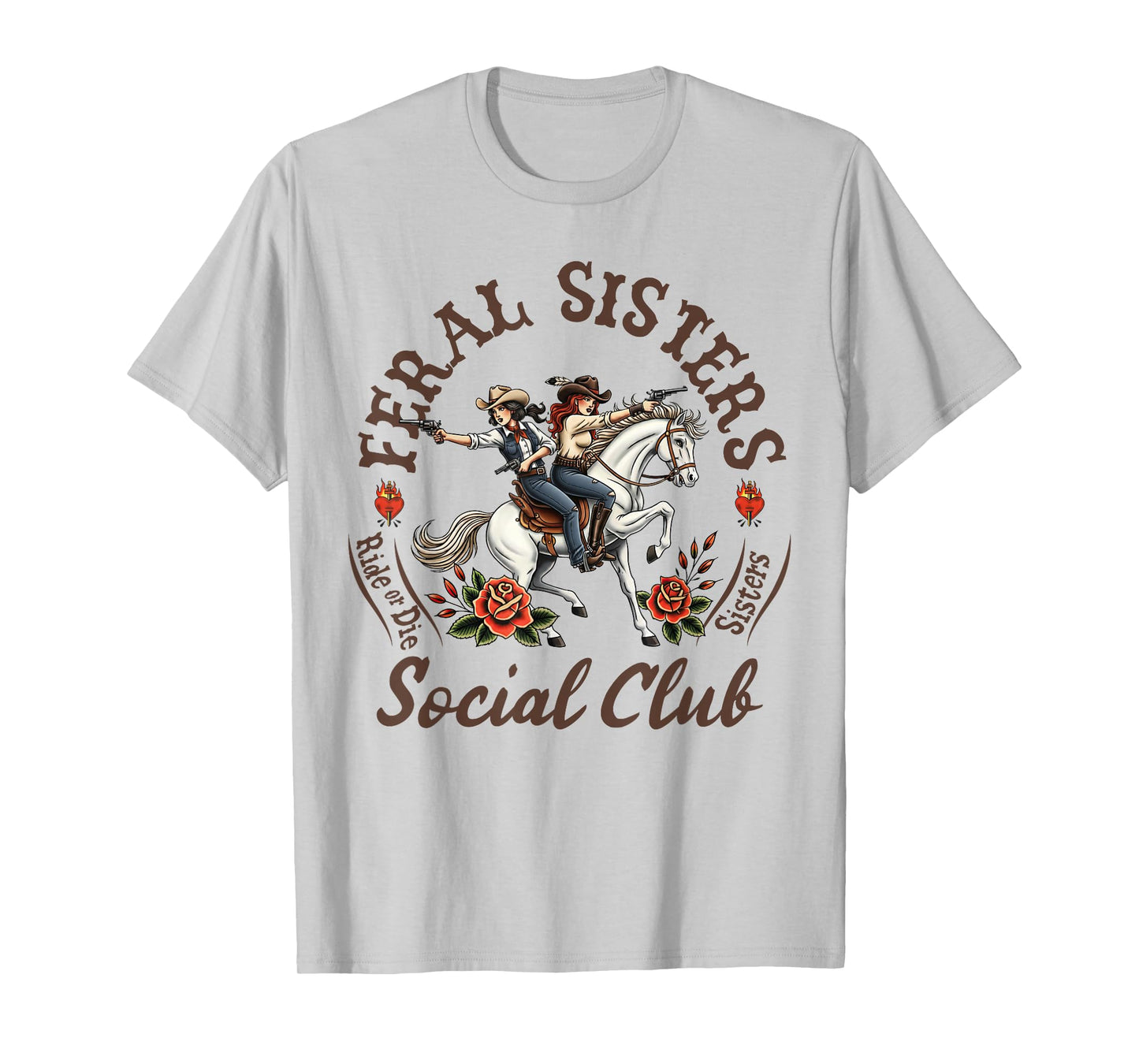 Feral Sisters Social Club Western Wild West Rodeo Cowgirls T-Shirt