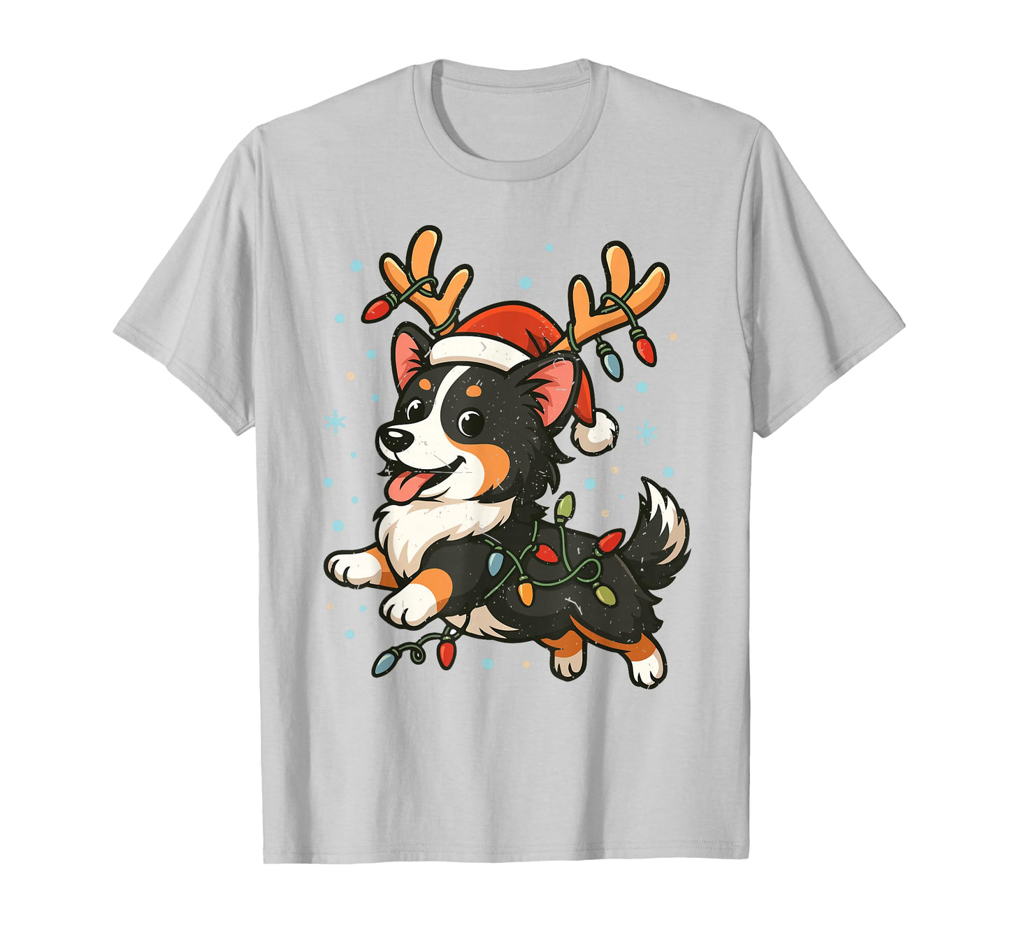 Funny Reindeer Tri Color Corgi Christmas Pajama Costume Pjs T-Shirt