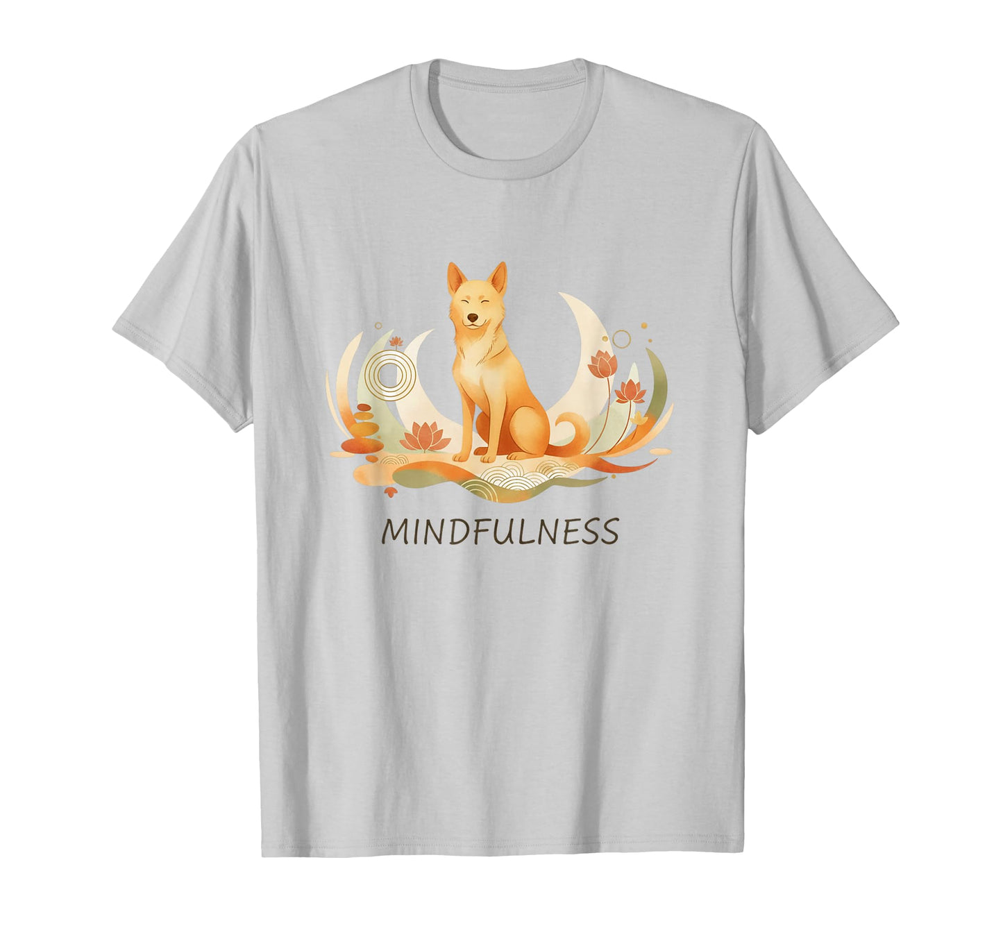 Peace Walking Monk Dog Minimalist Zen Art T-Shirt