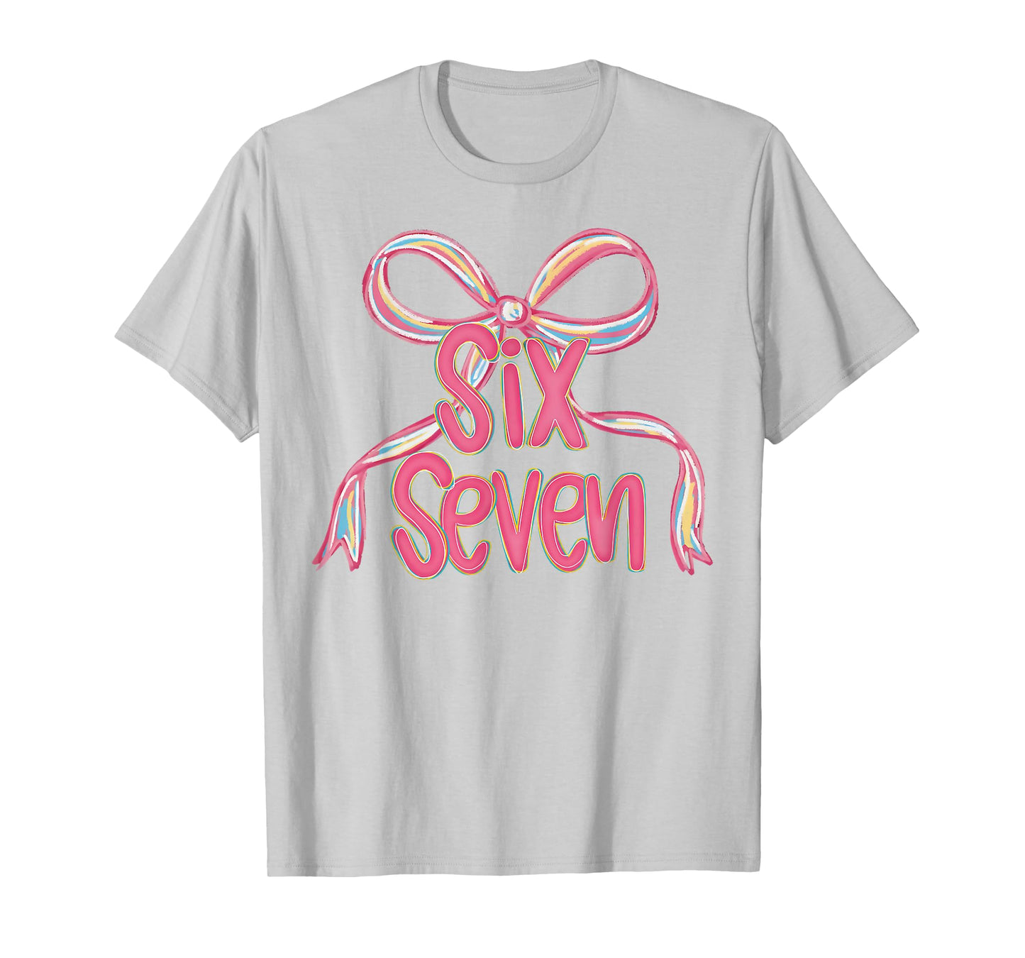 67 Six Seven Coquette Pink Bow Funny 6 7 Meme Girls Kids T-Shirt