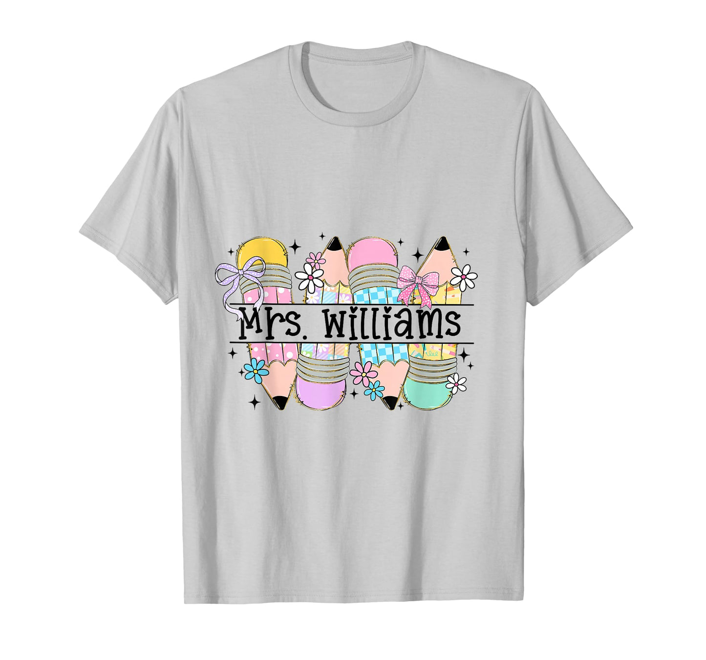 Mrs. Williams Cute Preppy Pencil Coquette Teacher Design T-Shirt