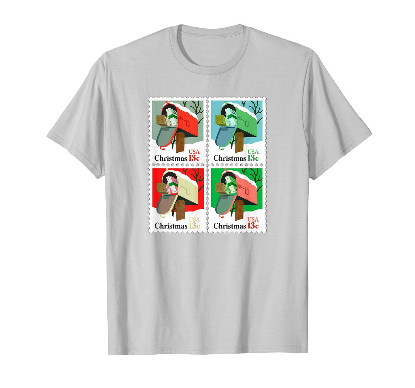 USPS Christmas Stamps Winter Mailbox Pop Art Post Office T-Shirt
