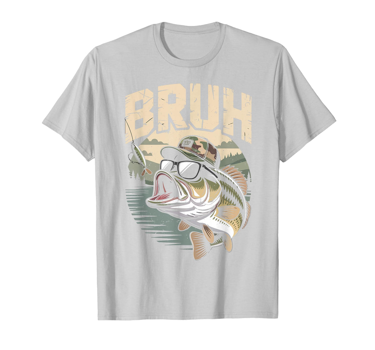 Youth Fishing Camo Bass Fish Bruh Funny Fisherman Toddler T-Shirt