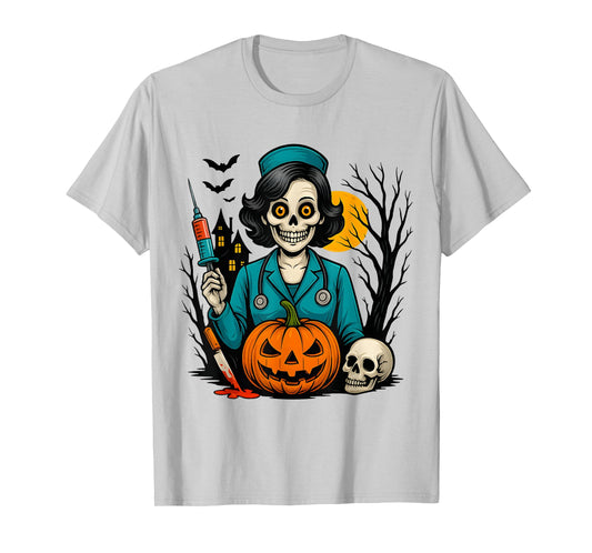 Creepy Skeleton Nurse Halloween Costume for Horror Fans T-Shirt