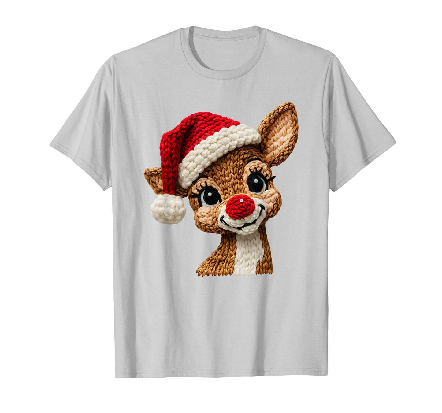 Crochet Reindeer Face Merry Christmas Girly Kids Toddler T-Shirt