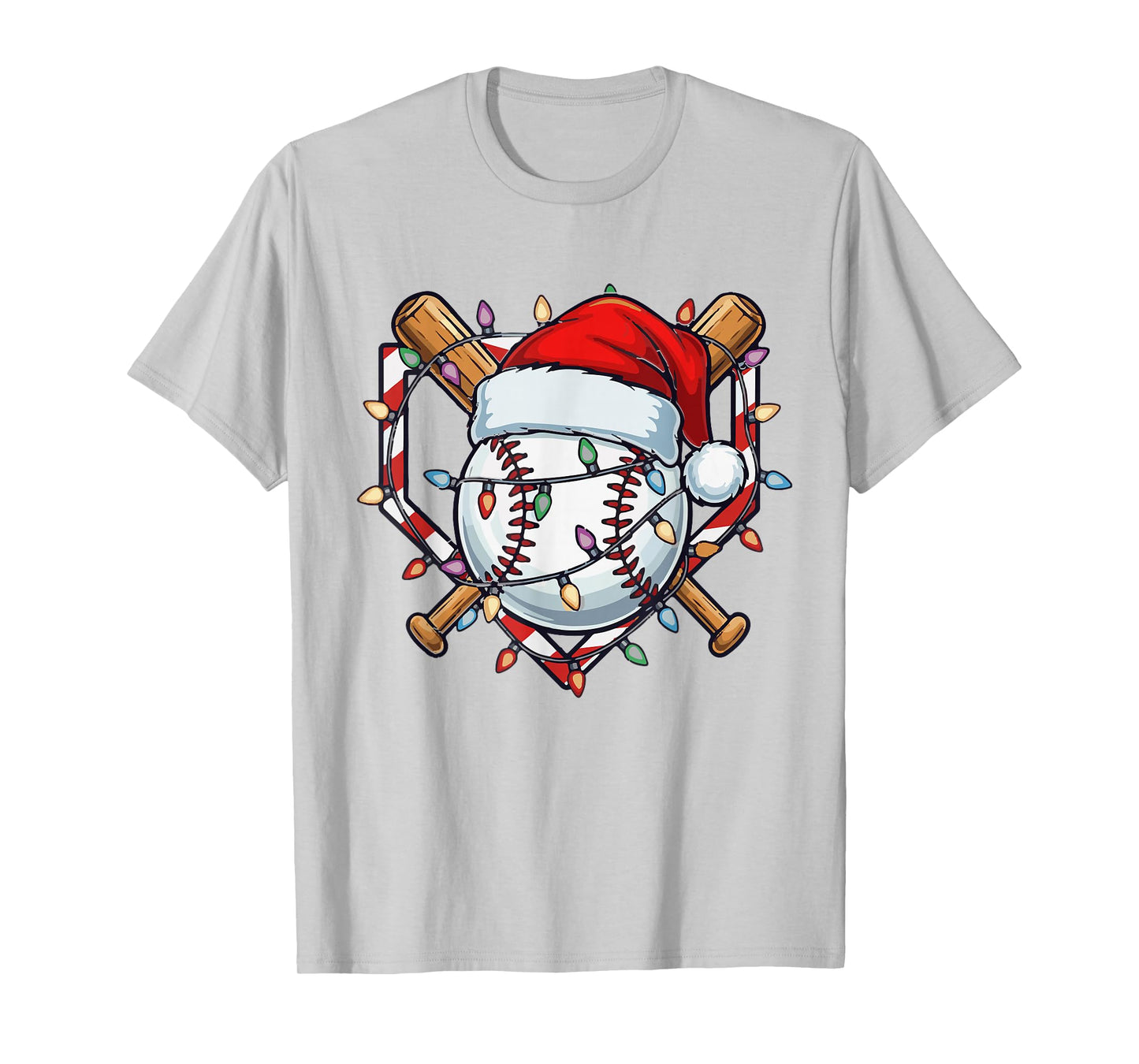 Funny Christmas Baseball Santa Hat for Baseball Players Fans T-Shirt