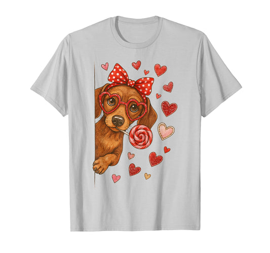 Valentine Dachshund Mama Cute Puppy Dog Mom Coquette T-Shirt