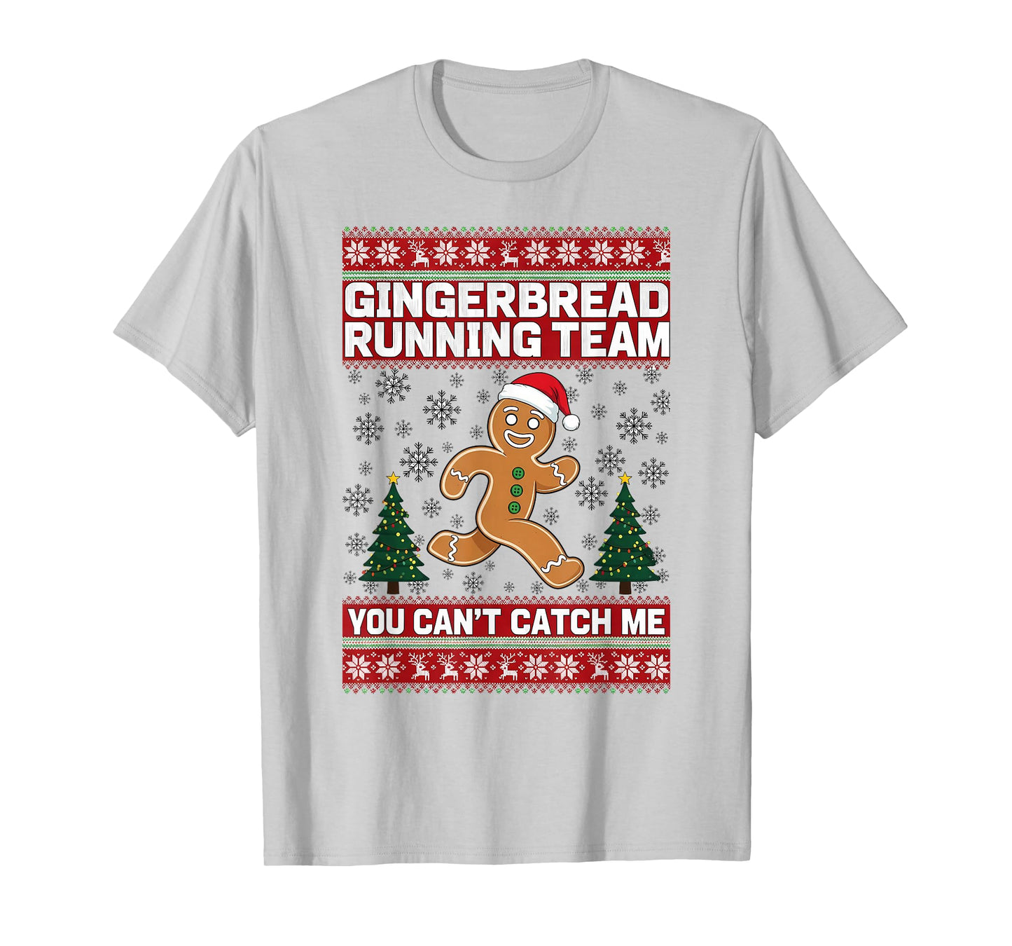 Christmas Gingerbread Running Team Funny Xmas Tee Boys Moms T-Shirt