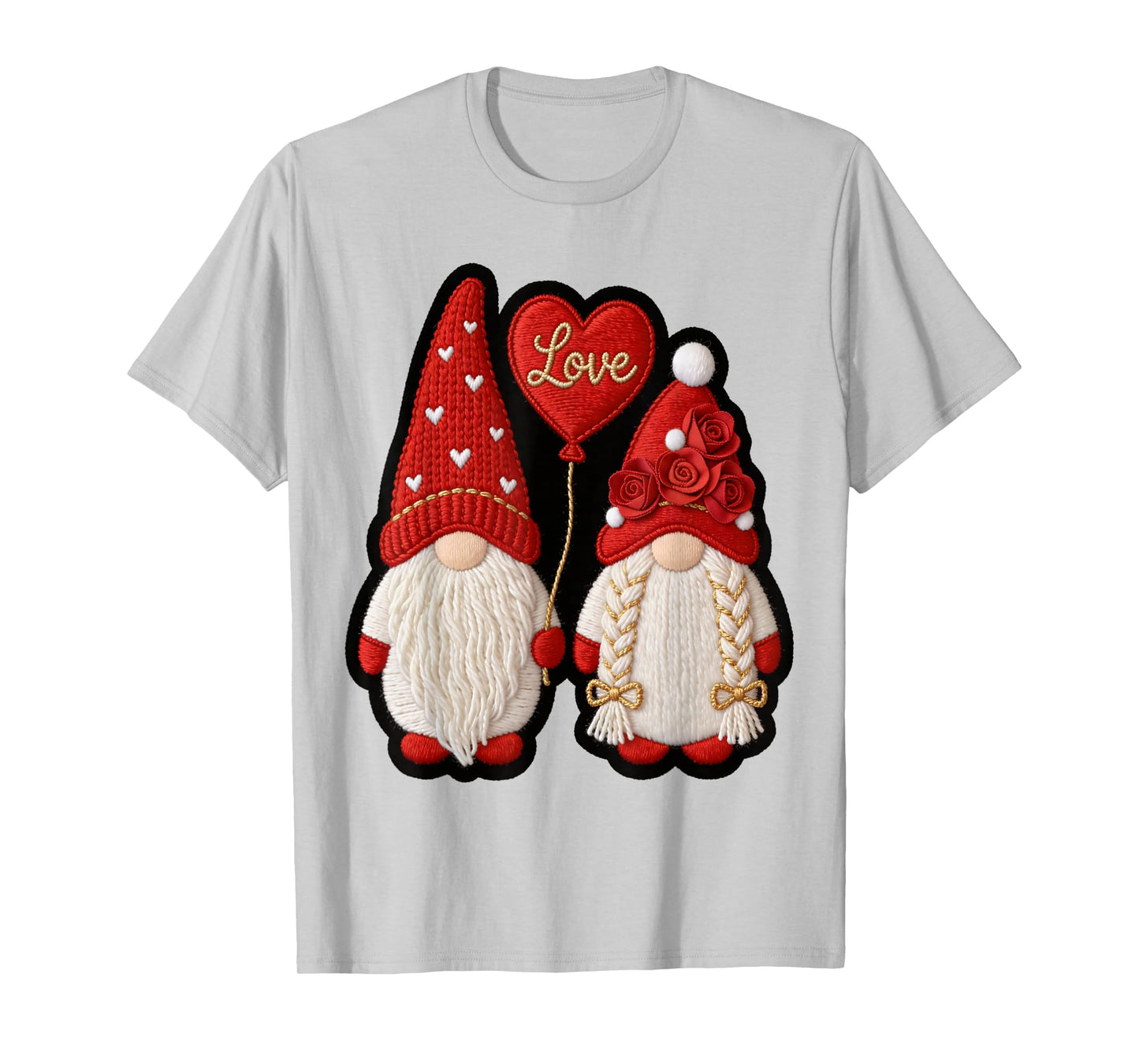 Cute Gnome Valentine with Hearts Gnomes Valentine's T-Shirt