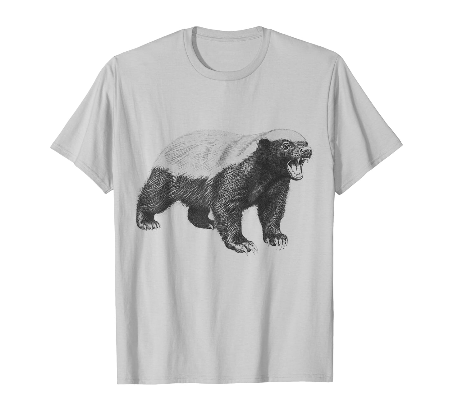Vintage Honey Badger Drawing Realistic Wildlife Animal Art T-Shirt