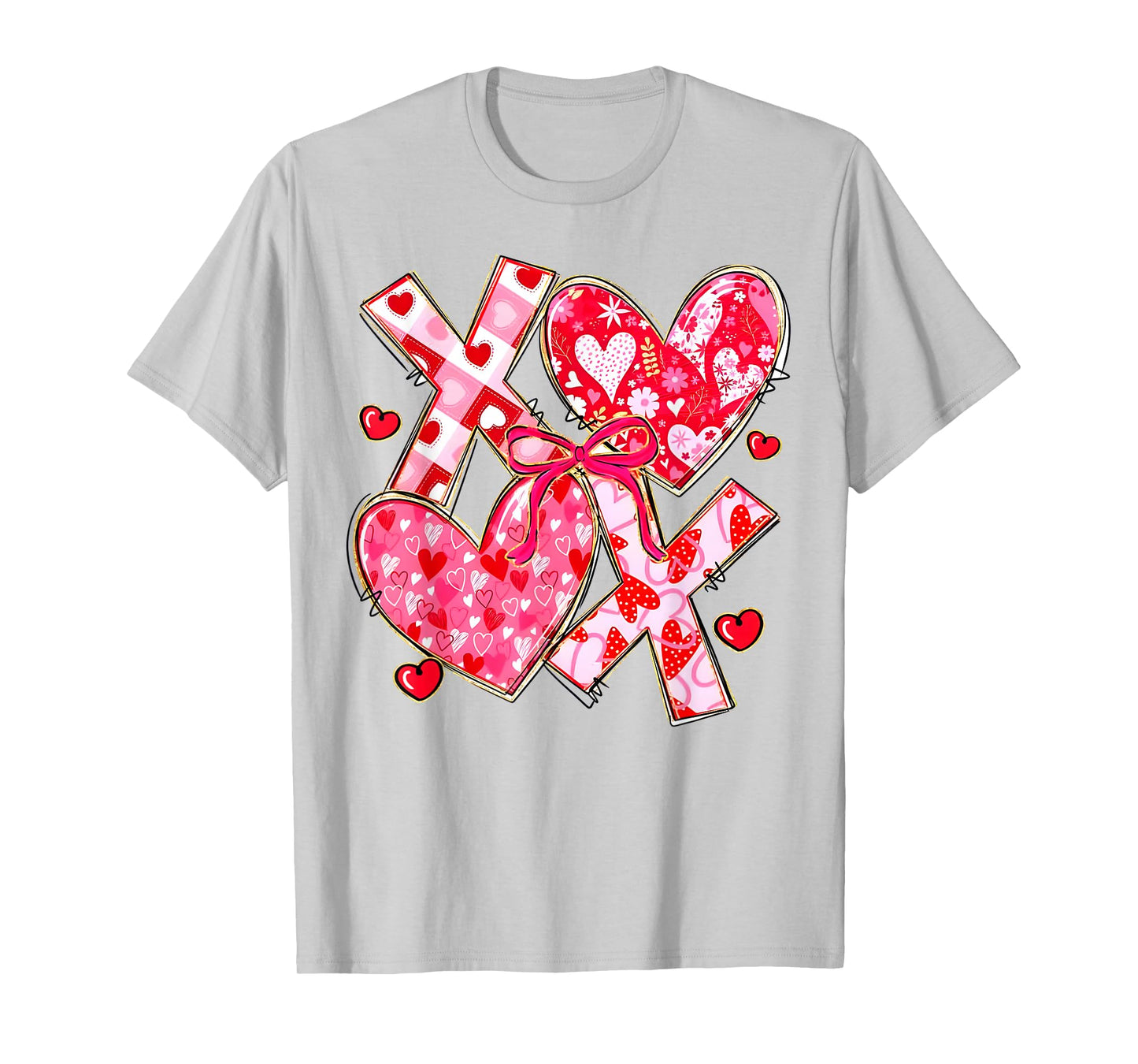 Coquette Valentine XOXO Funny Valentine Bow Hearts Lover T-Shirt