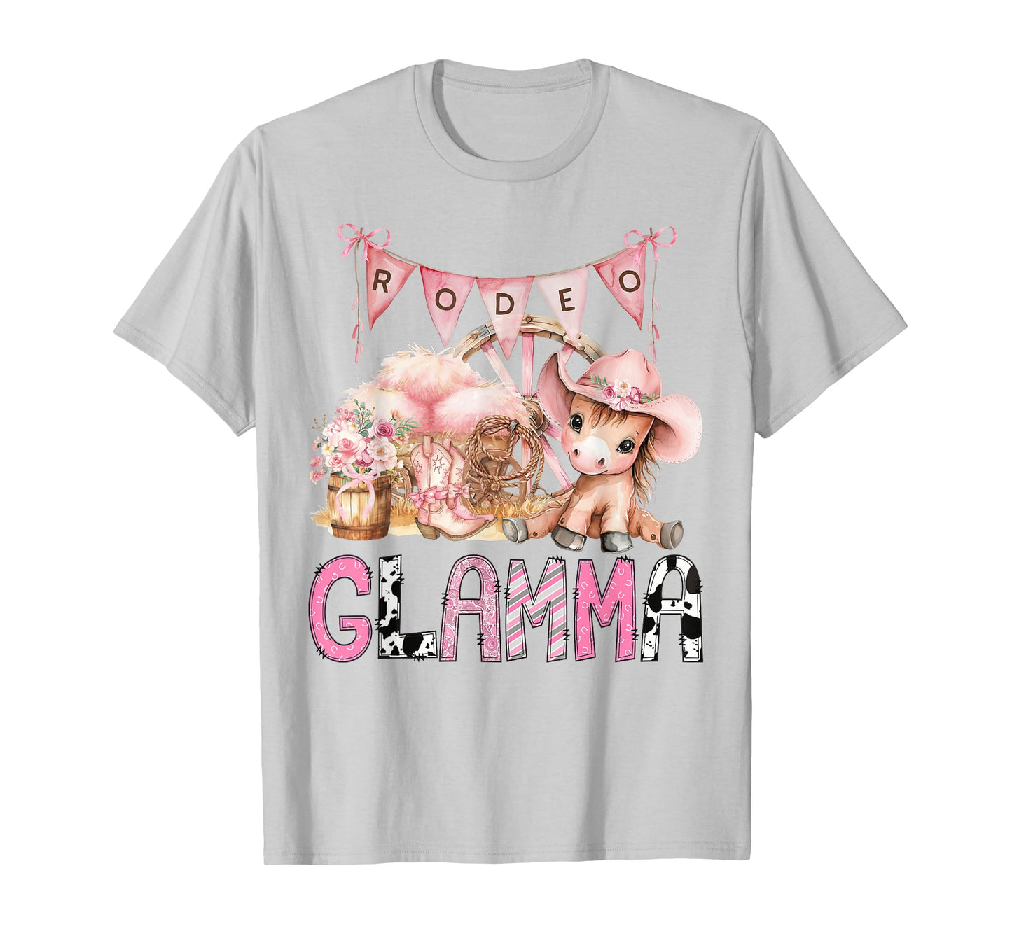 Rodeo Glamma Pink Cowgirl Coquette 1St Birthday Girl T-Shirt