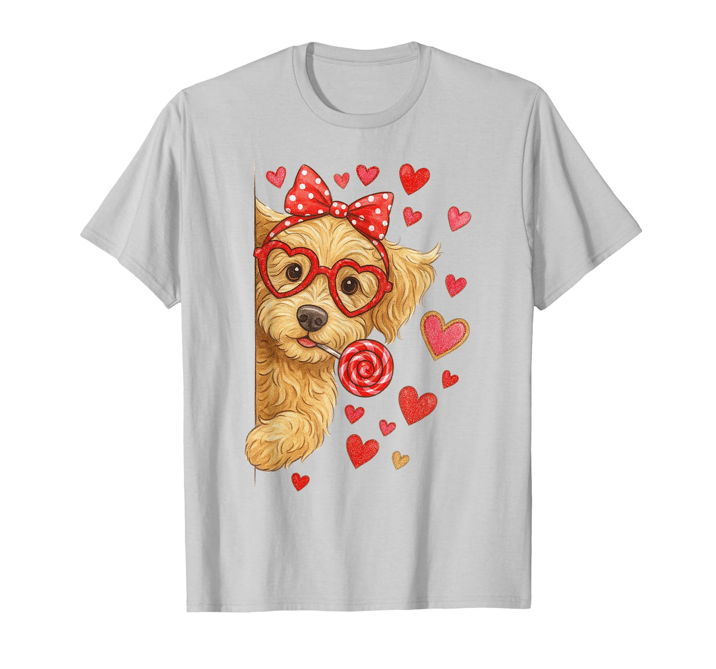 Goldendoodle Valentine Doodle Mom Coquette Pink Bow T-Shirt