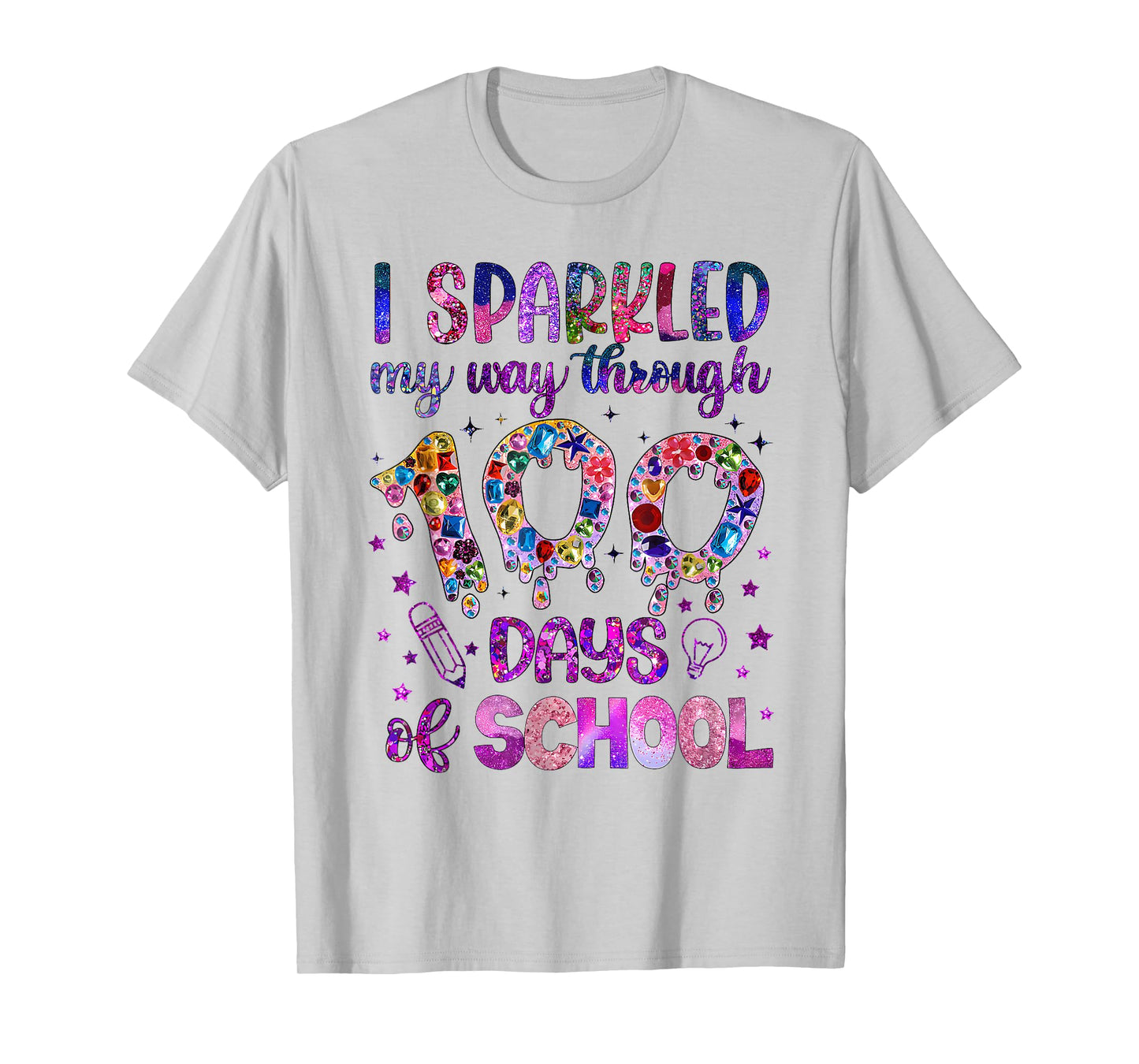 I Sparkled My Way Through 100 Days of School Funny Print T-Shirt