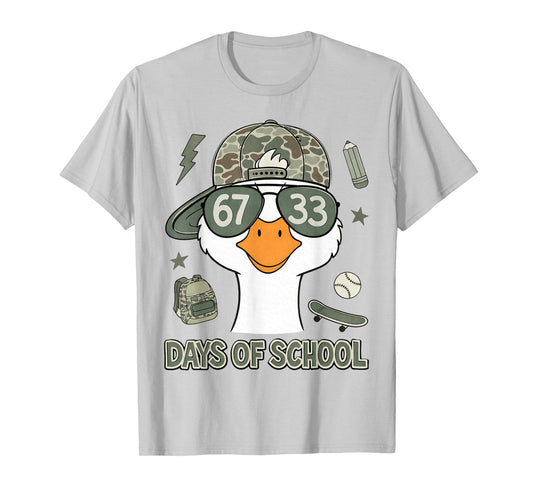 Goose 67+33 Days of School 100 Days Goose Camo Boys T-Shirt