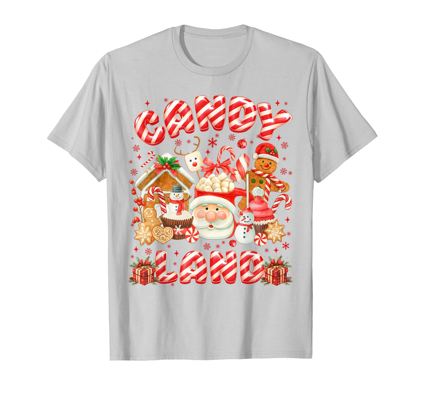 Vintage Candy Cane Land Santa PJs Christmas Xmas Girl Women T-Shirt