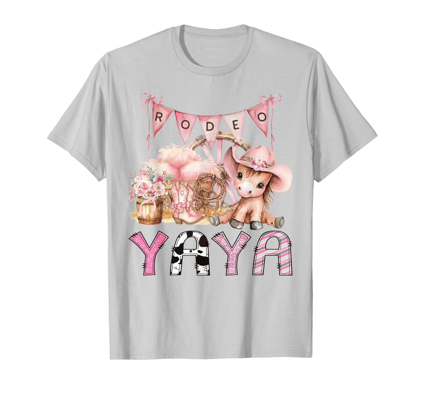 Rodeo Yaya Pink Cowgirl Coquette 1St Birthday Girl T-Shirt