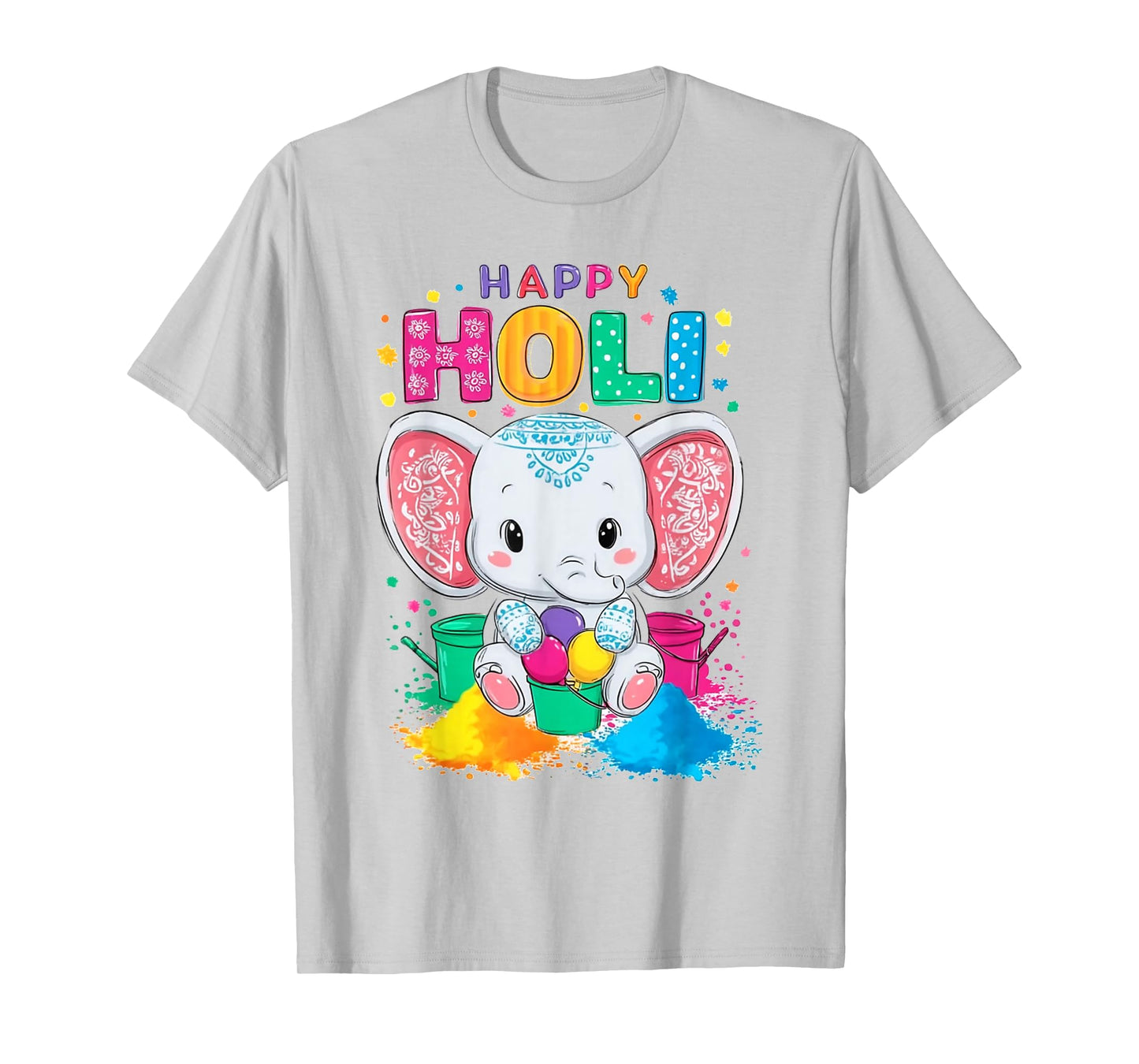 Kids Happy Holi Festival India Color Elephant Hindu Gifts T-Shirt
