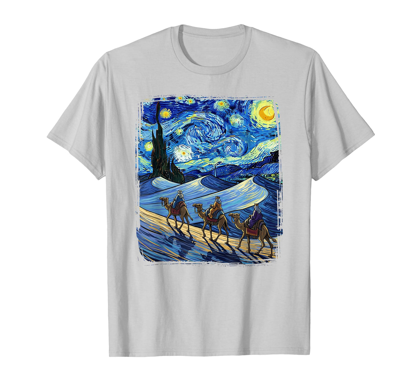 Three Kings Christmas Wise Men Holiday Van Gogh Starry Night T-Shirt