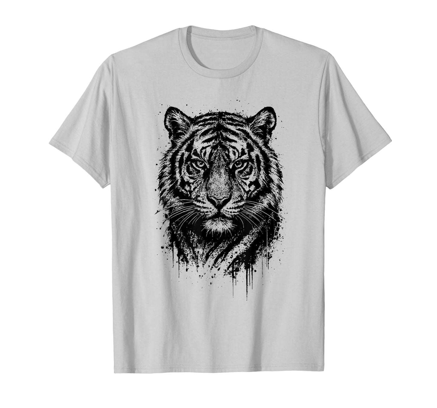 Tiger Ink Art Grunge Aesthetic Jungle Predator Portrait T-Shirt