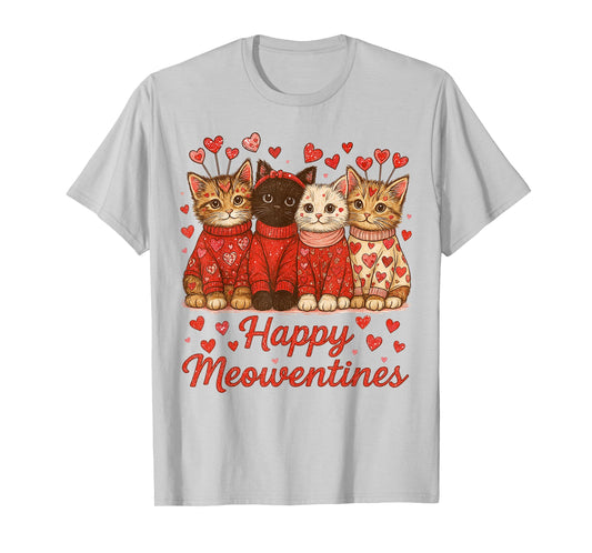 Happy Meowentines Cute Valentine Cat Lover Cat Mom Women Kid T-Shirt