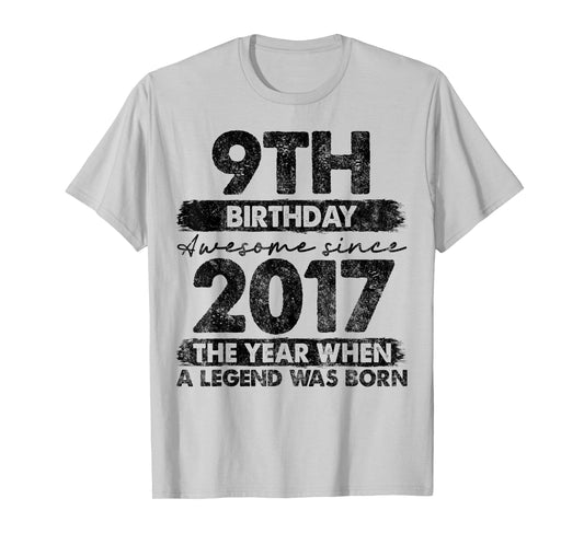 9 Year Old Gifts Vintage 2017 Limited Edition 9th Birthday T-Shirt