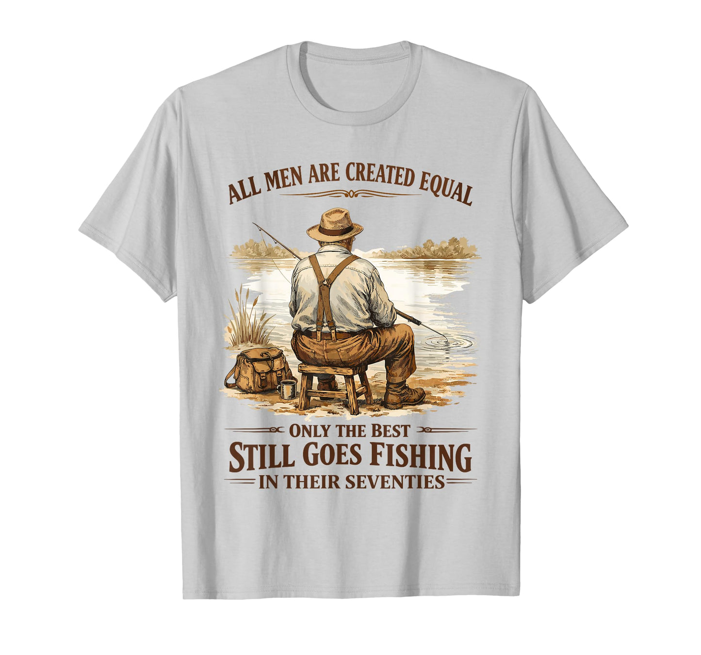 Best Men Fishing in Seventies 70s Angler Fisherman Grandpa T-Shirt