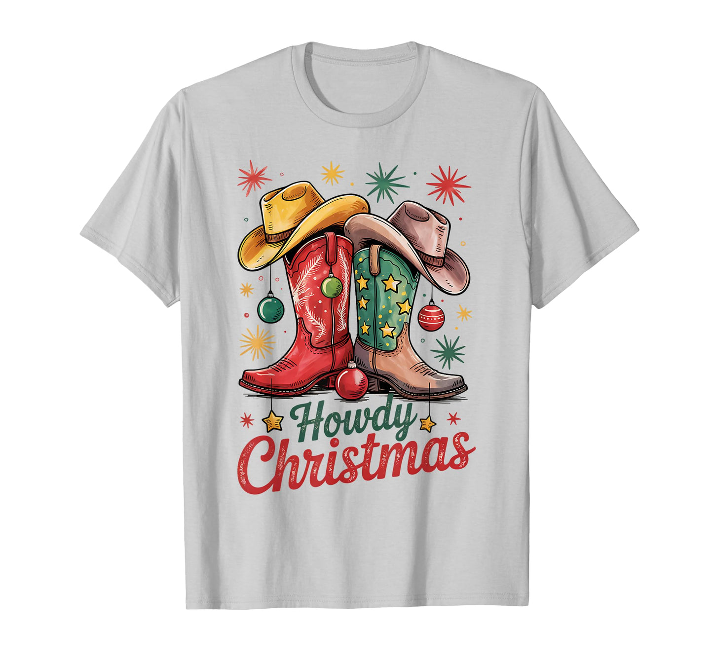 Howdy Christmas Xmas Cowboy Boots Western Cowgirl Rodeo T-Shirt