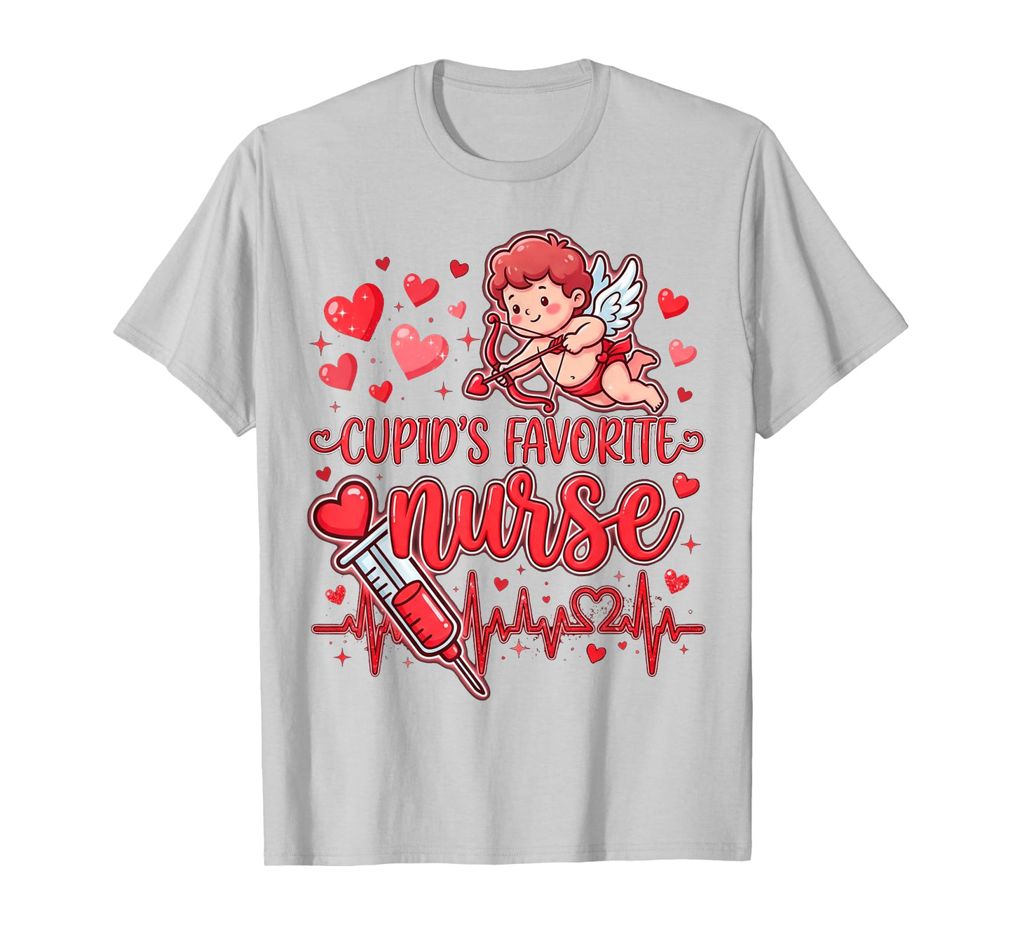 Cute Cupid’s Favorite Nurse Valentine Nursing Hearts Nurses T-Shirt