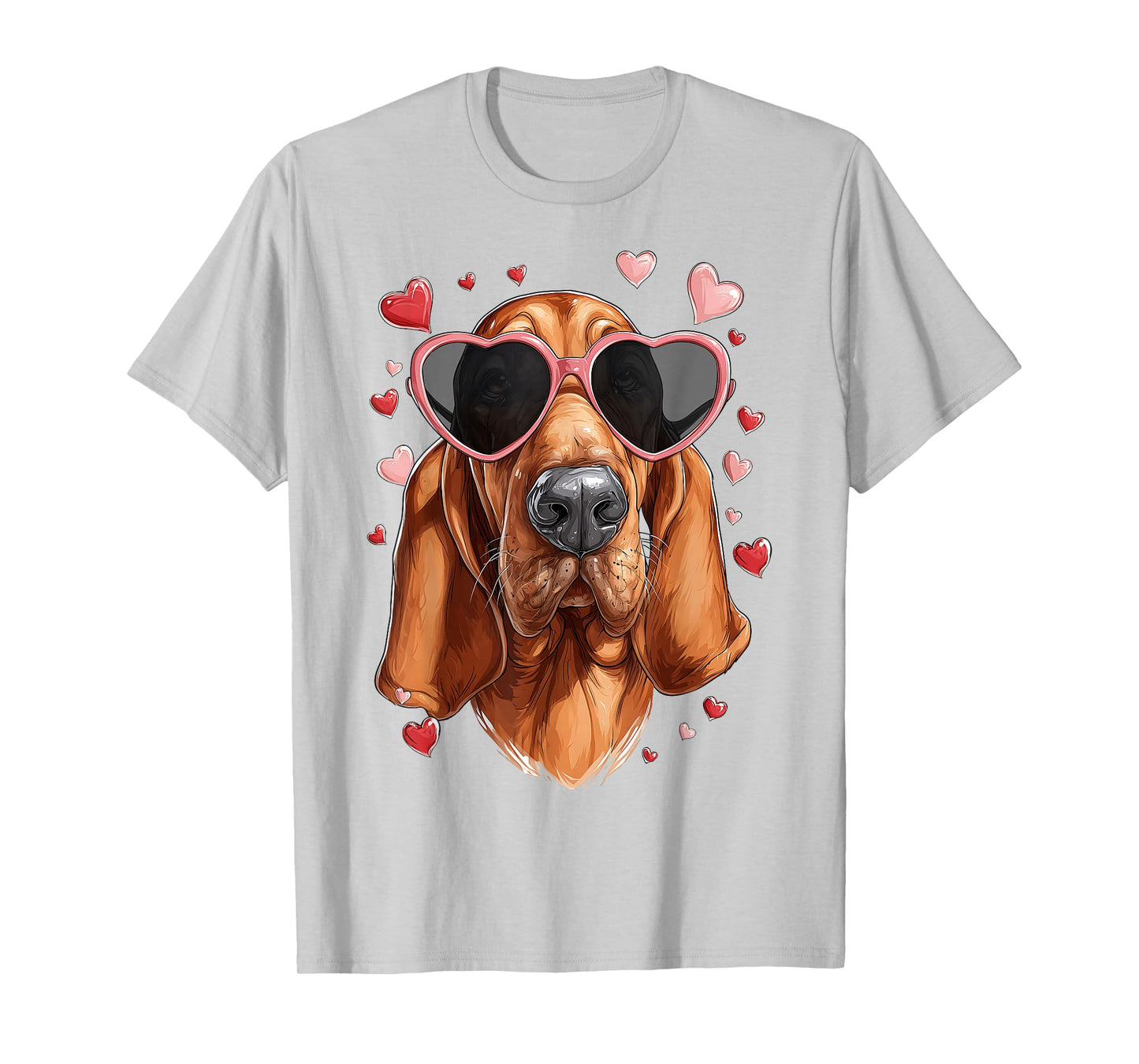 Bloodhound Dog Valentine's Day Heart Sunglasses T-Shirt