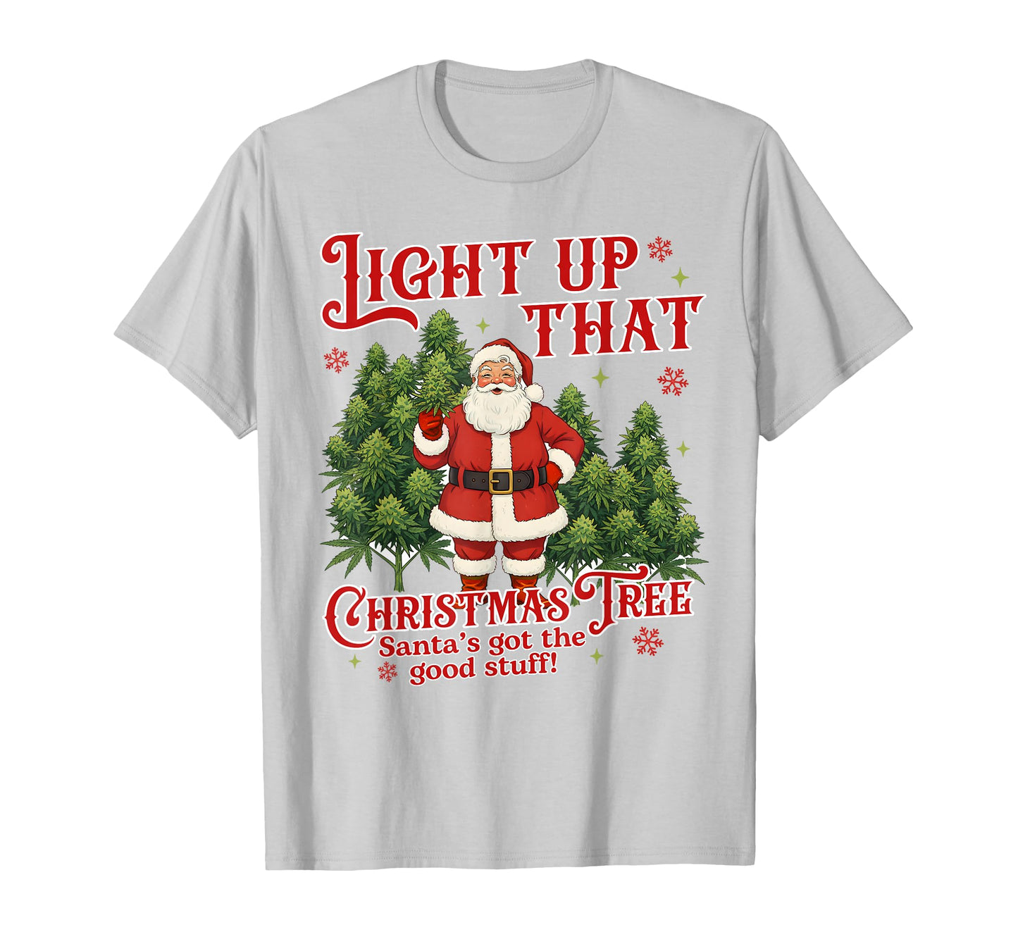Cannabis Weed Lover Smoking 420 Light Up Christmas Tree T-Shirt