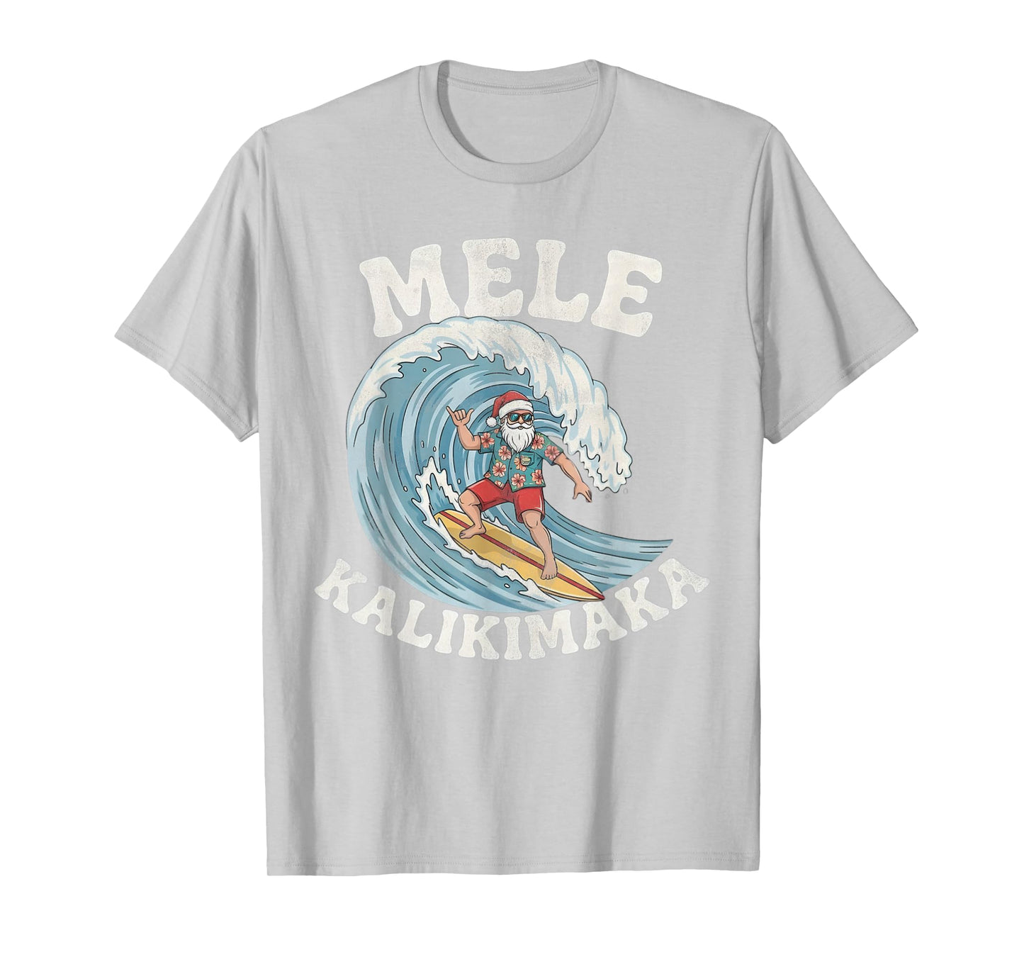 Mele Kalikimaka Santa Surfing Hawaii Christmas T-Shirt