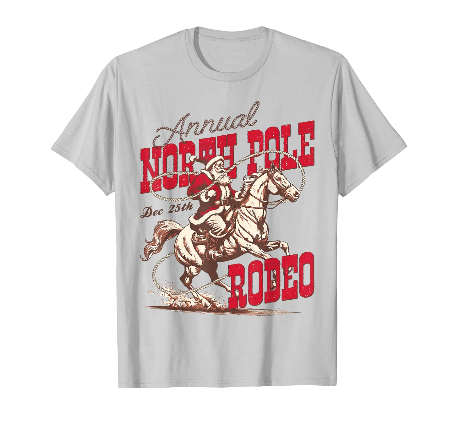 Vintage North Pole Rodeo Cowboy Santa Country Christmas T-Shirt