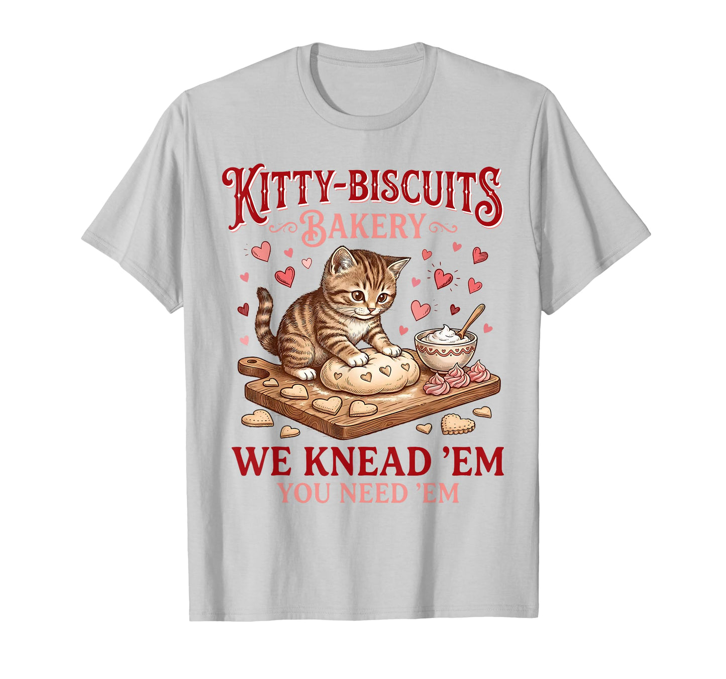 Valentines Cat Kitty Biscuits Bakery Kitten Baking Cookies T-Shirt