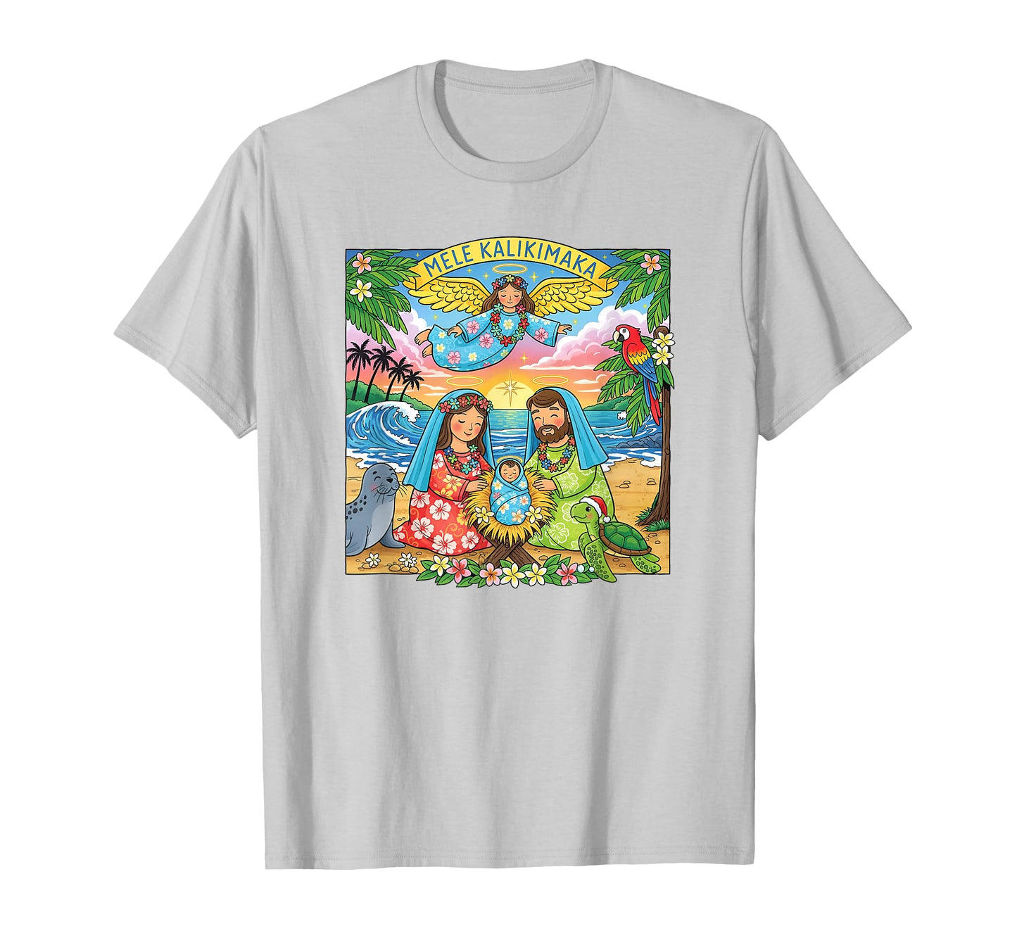 Hawaiian Christmas Nativity Mele Kalikimaka Christian T-Shirt