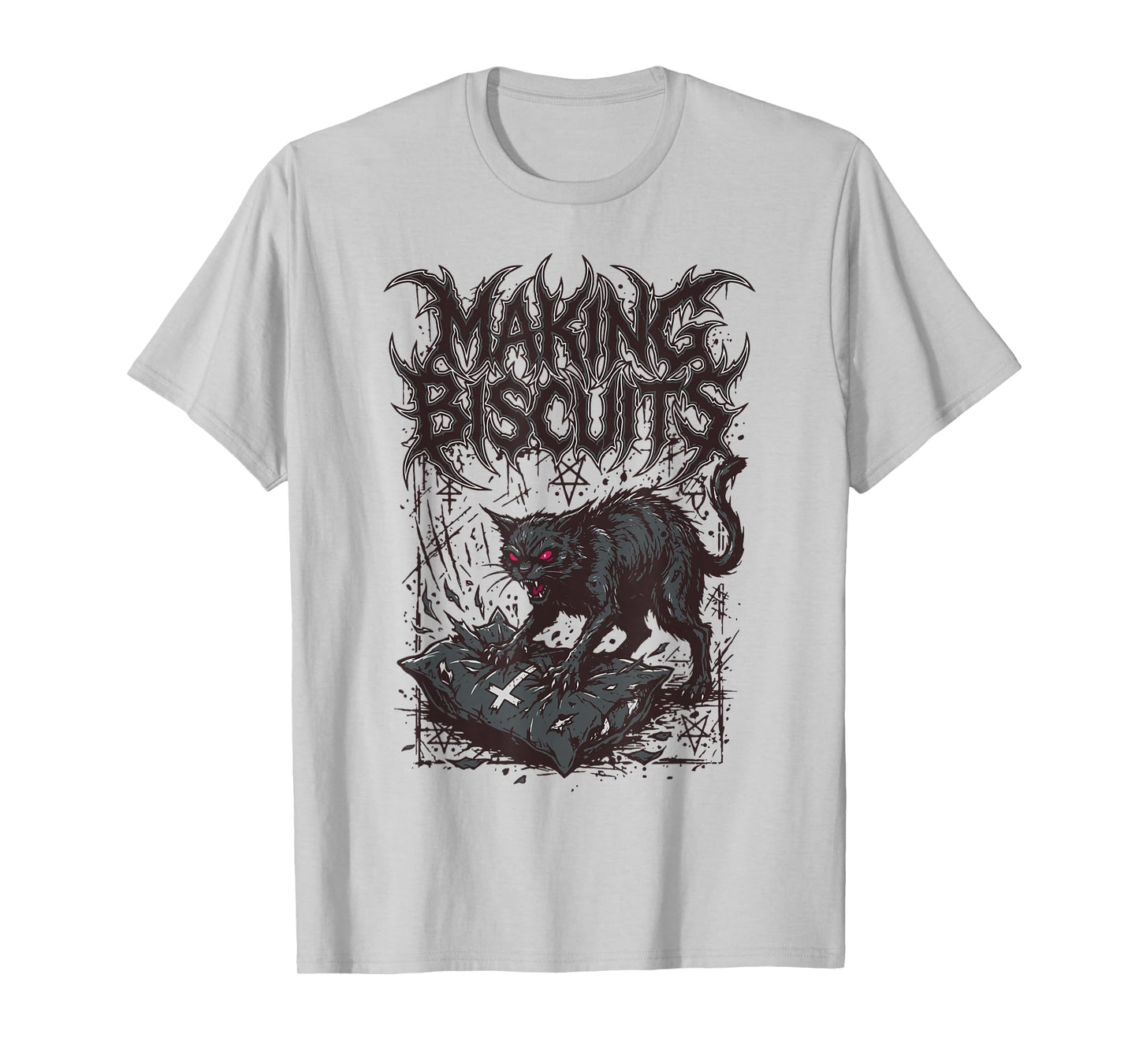 Death Metal Cat Making Biscuits Funny Heavy Metal T-Shirt