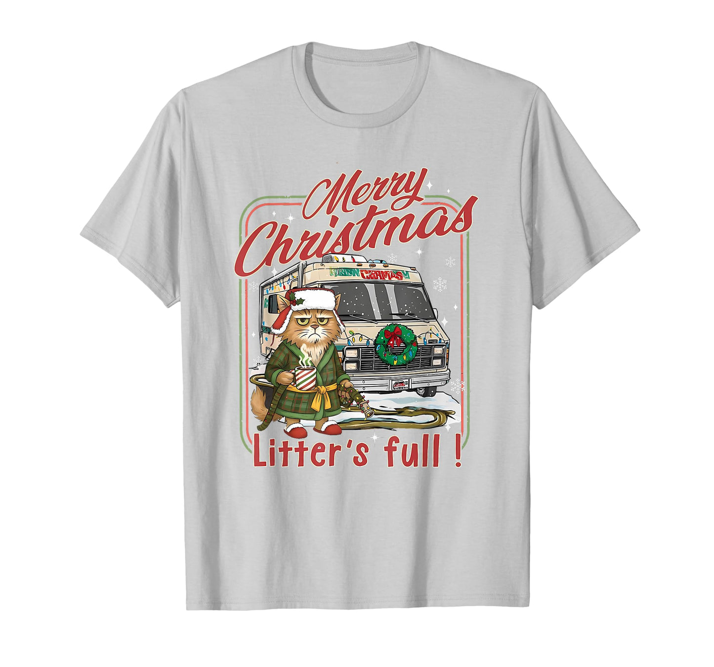 Litter's Full Merry Christmas Funny Cat Lovers Holidays Xmas T-Shirt